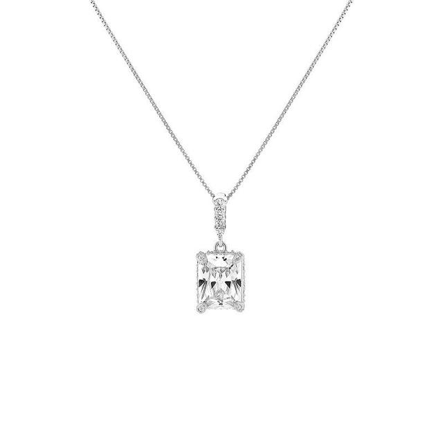 PRIMROSE Sterling Silver Cubic Zirconia Pendant Necklace, Womens Sterling Clear Product Image