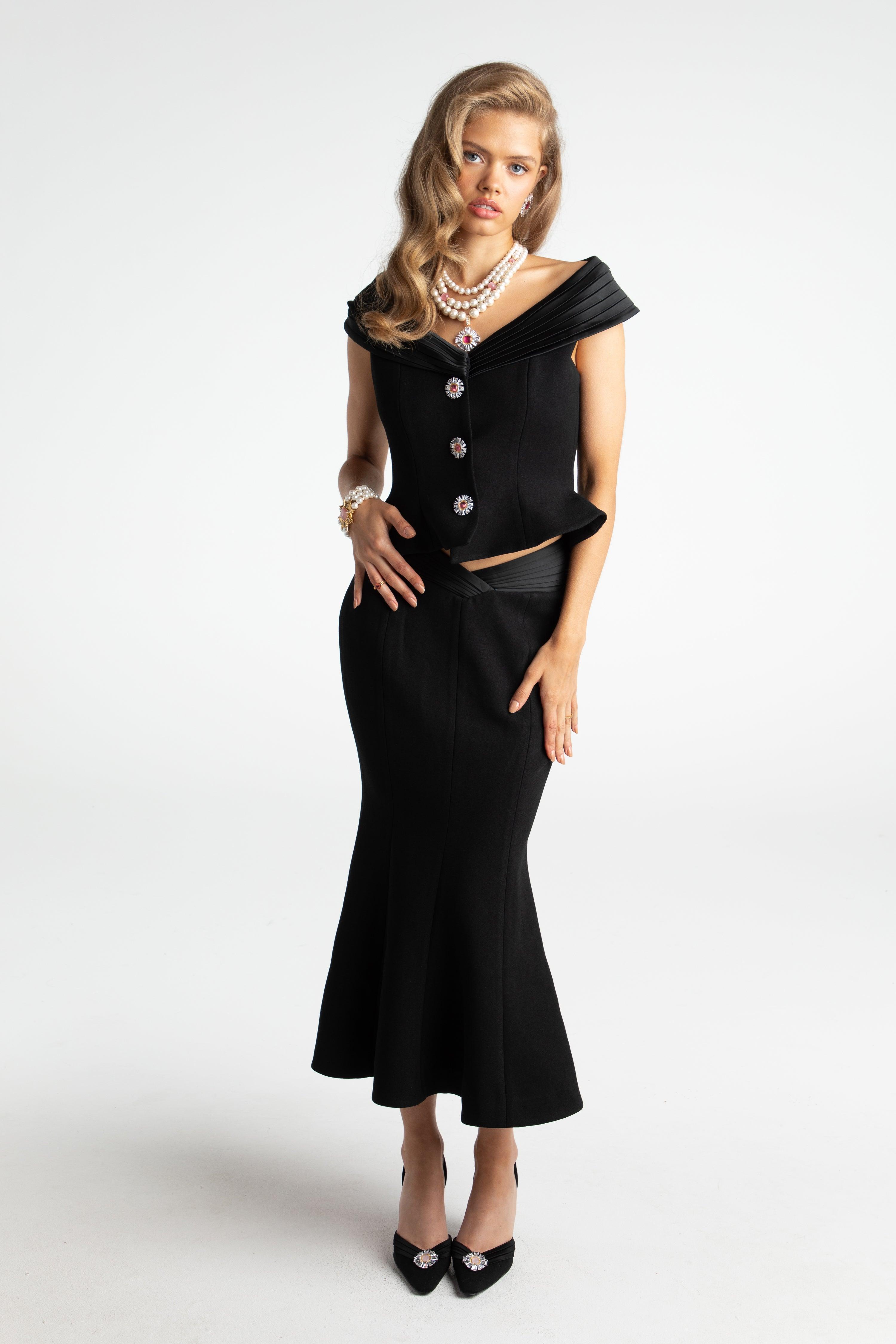 Belle Satin Skirt (Black) (Final Sale) Product Image