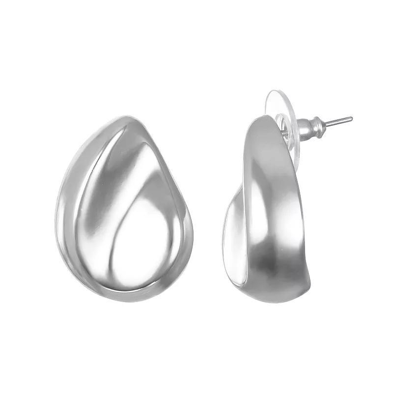 Emberly Silver Tone Organic Teardrop Stud Earrings, Womens, None Product Image