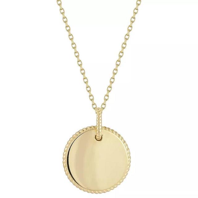 LUMINOR GOLD 14k Gold Circle Twist Border Pendant Necklace, Womens Product Image