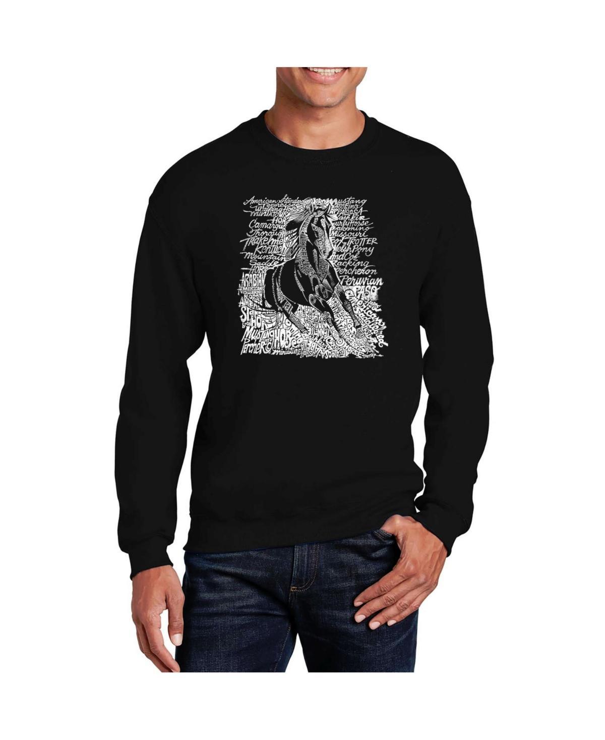 La Pop Art Mens Word Art Popular Horse Breeds Crewneck Sweatshirt Product Image