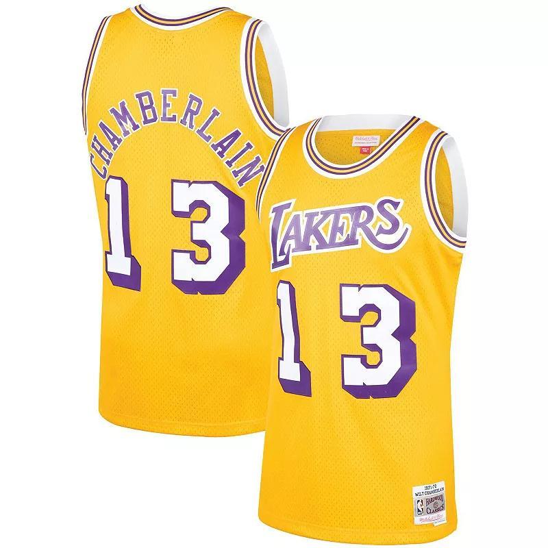 Mens Mitchell & Ness Wilt Chamberlain Los Angeles Lakers 1971-72 Hardwood Classics Swingman Player Jersey Product Image