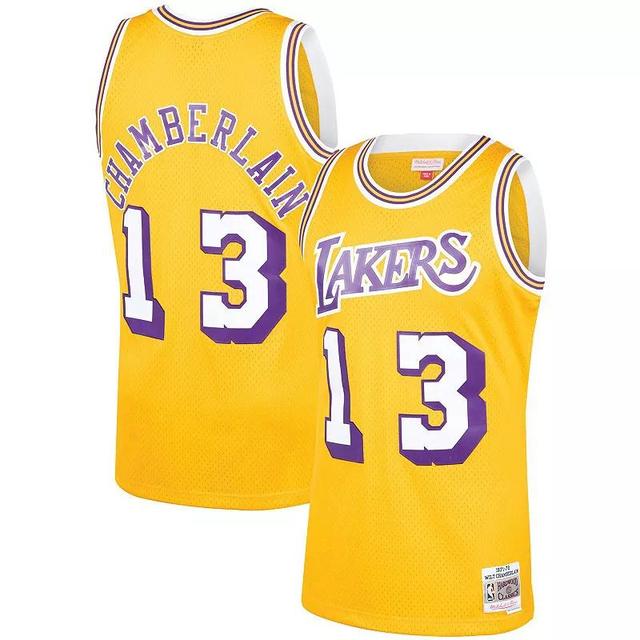 Mens Mitchell & Ness Wilt Chamberlain Los Angeles Lakers 1971-72 Hardwood Classics Swingman Player Jersey Product Image