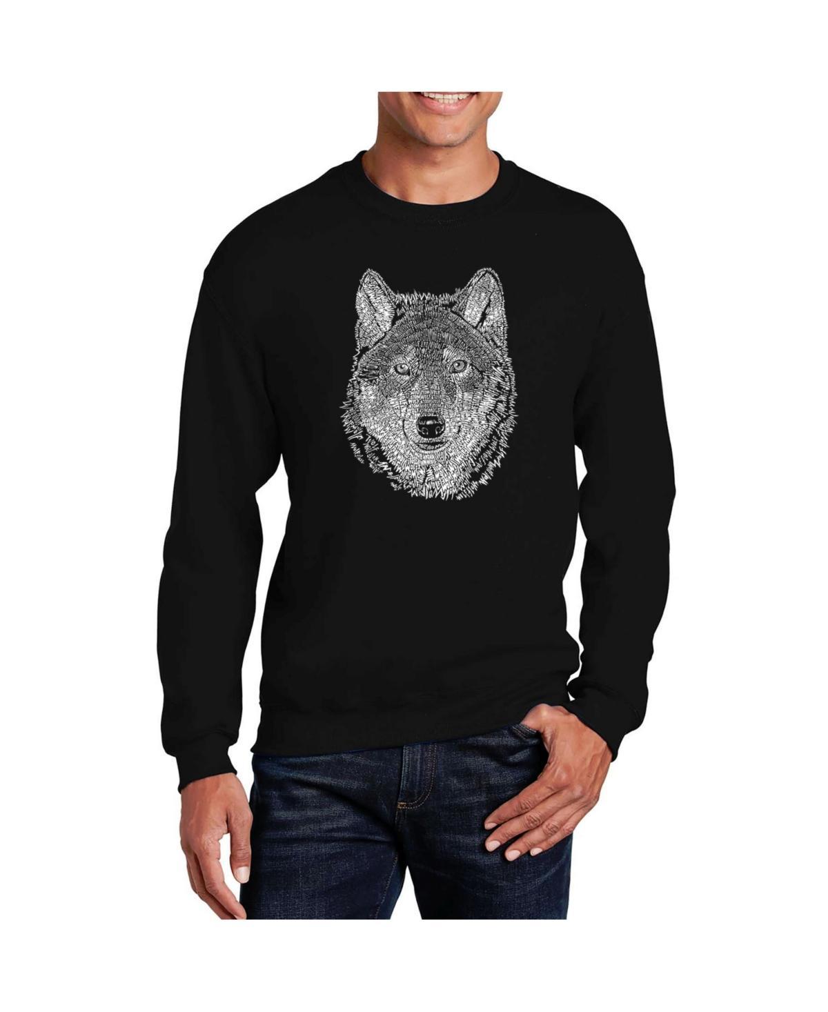 La Pop Art Mens Word Art Wolf Crewneck Sweatshirt Product Image