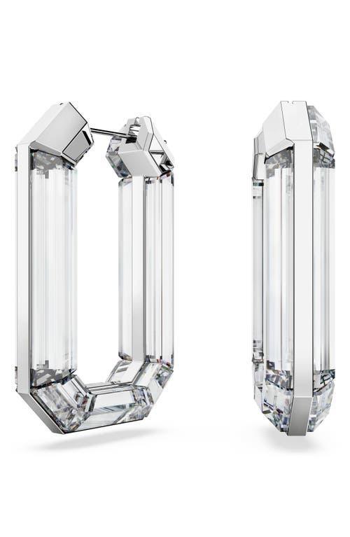 Womens Lucent Rhodium-Plated & Crystal Octagon Hoop Earrings Product Image