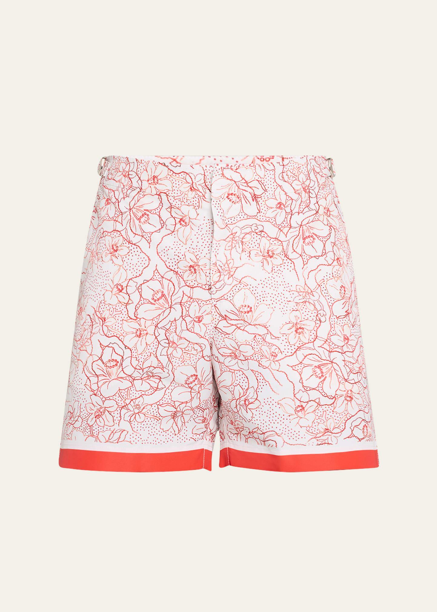 Mens Floral Colorblock Swim Shorts Product Image