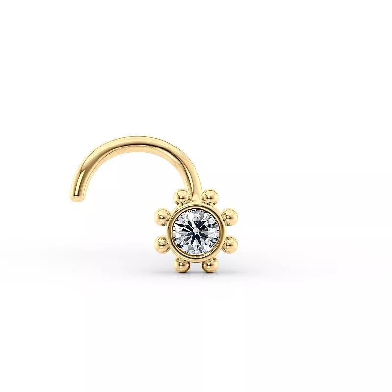 Lila Moon 14k Gold Cubic Zirconia Curved Flower Nose Stud, Womens Product Image