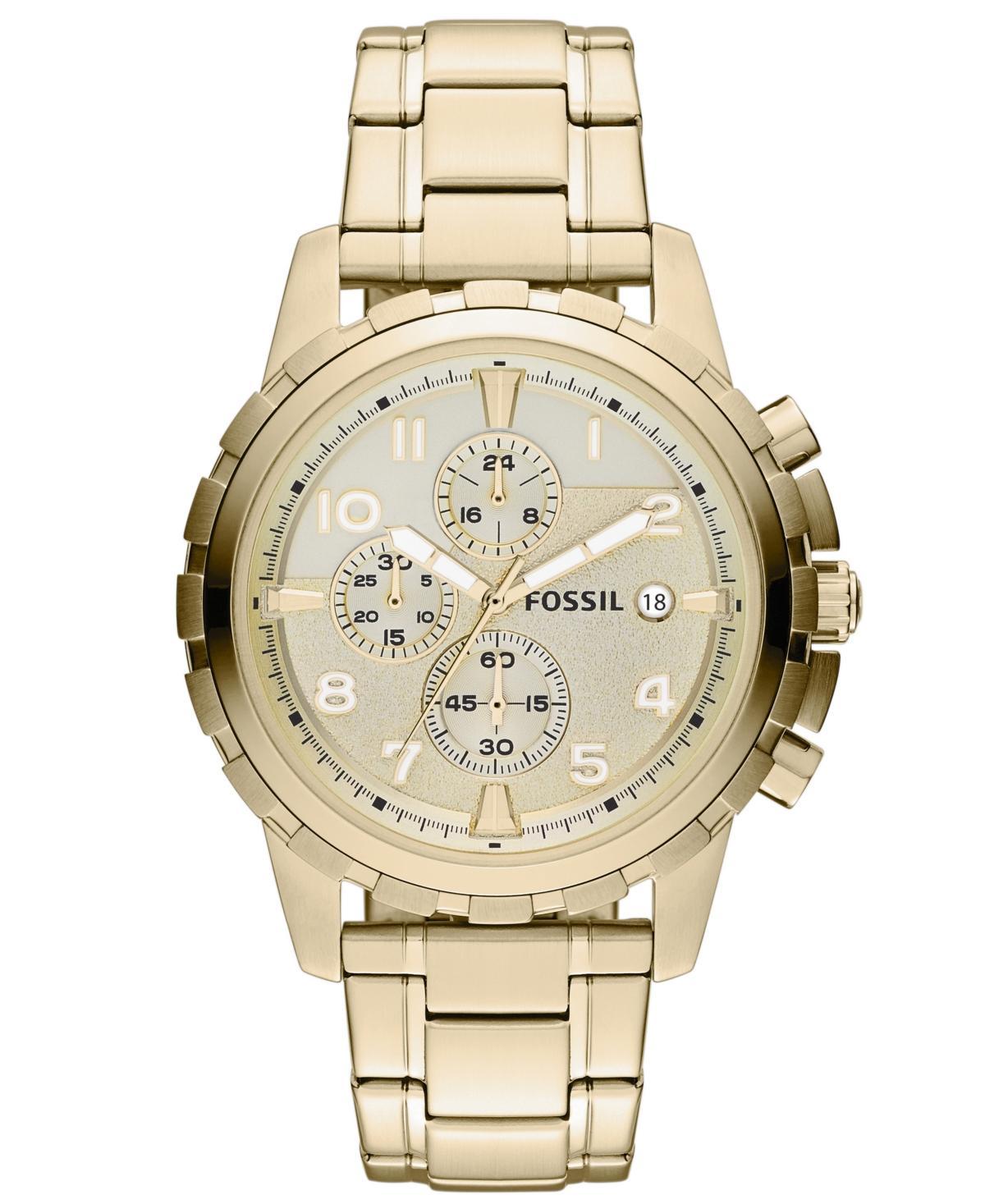 Fossil Mens Chronograph Dean Gold-Tone Stainless Steel Bracelet Watch 45mm Product Image