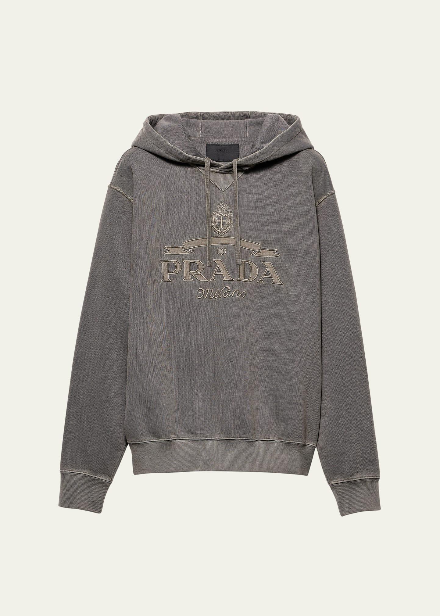 Mens Embroidered Cotton Hoodie Product Image