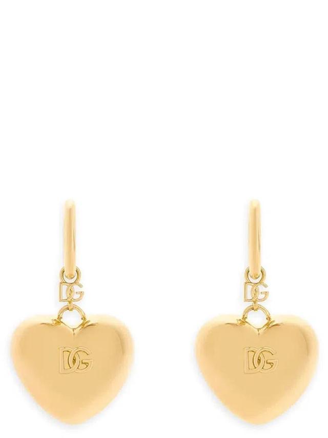 DOLCE & GABBANA Heart Drop Earrings In Golden Product Image