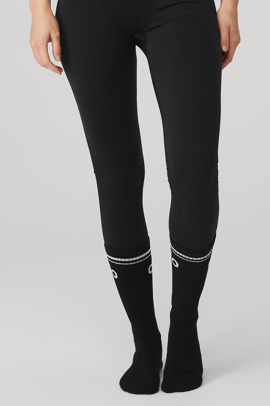 Women's Throwback Barre Sock - Black/White Female Product Image