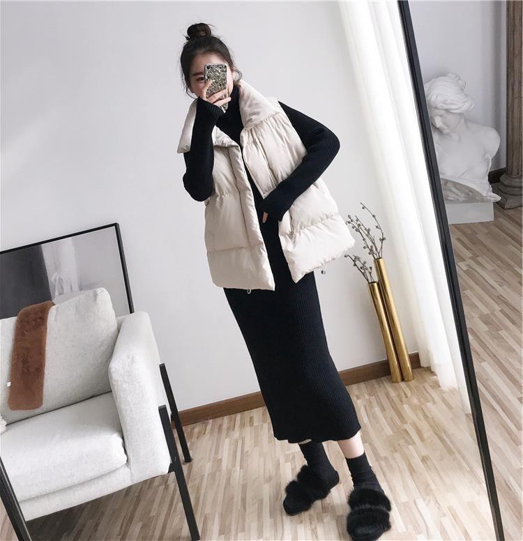 Long Sleeve Turtleneck Plain Midi Sweater Dress Product Image