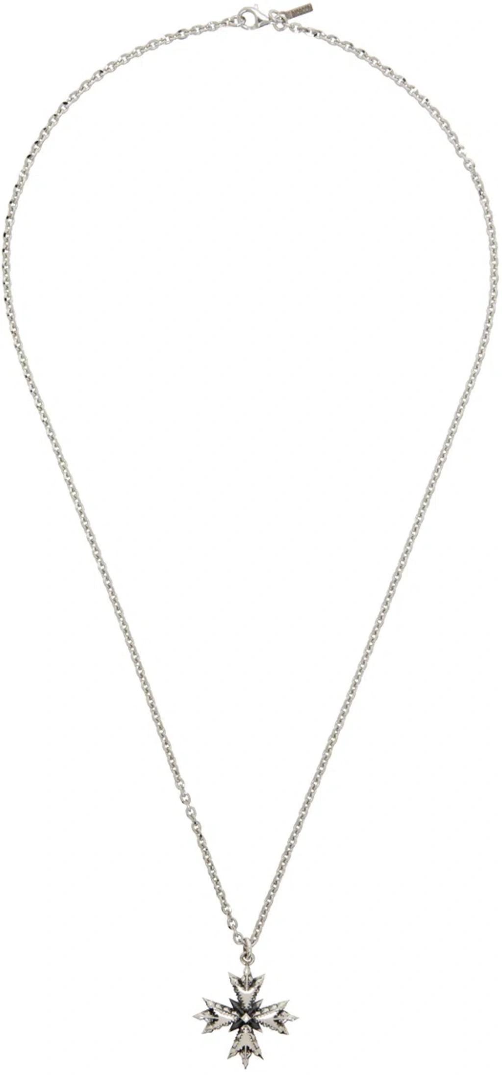 Silver Small Crest Necklace In Metallic Product Image