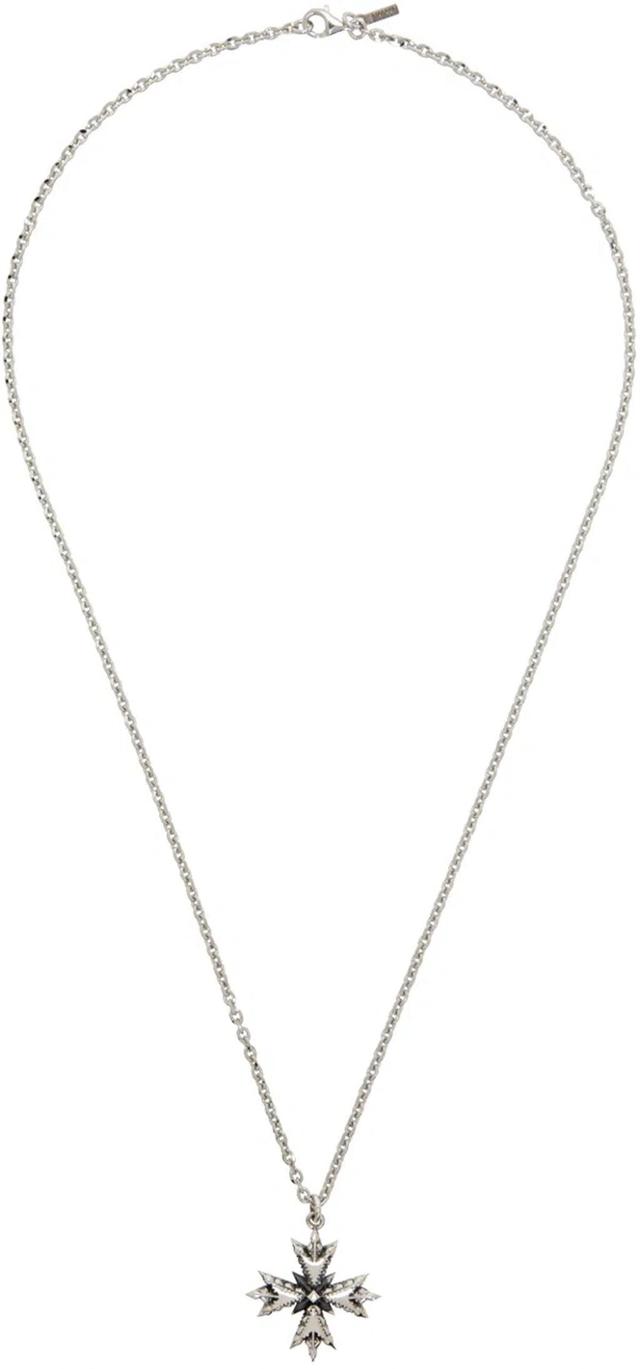 Silver Small Crest Necklace In Metallic Product Image