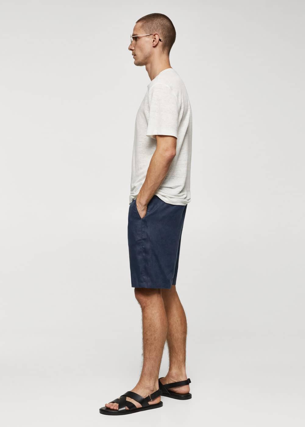 MANGO MAN - 100% linen shorts navyMen product image