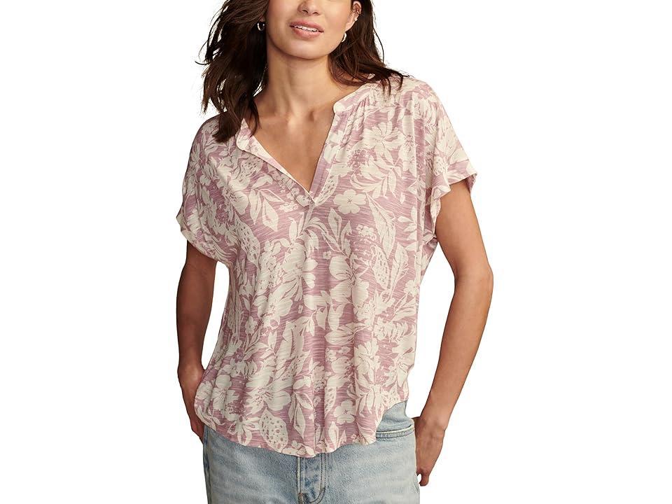 Lucky Brand Sandwash Notch Top Combo) Women's Clothing Product Image