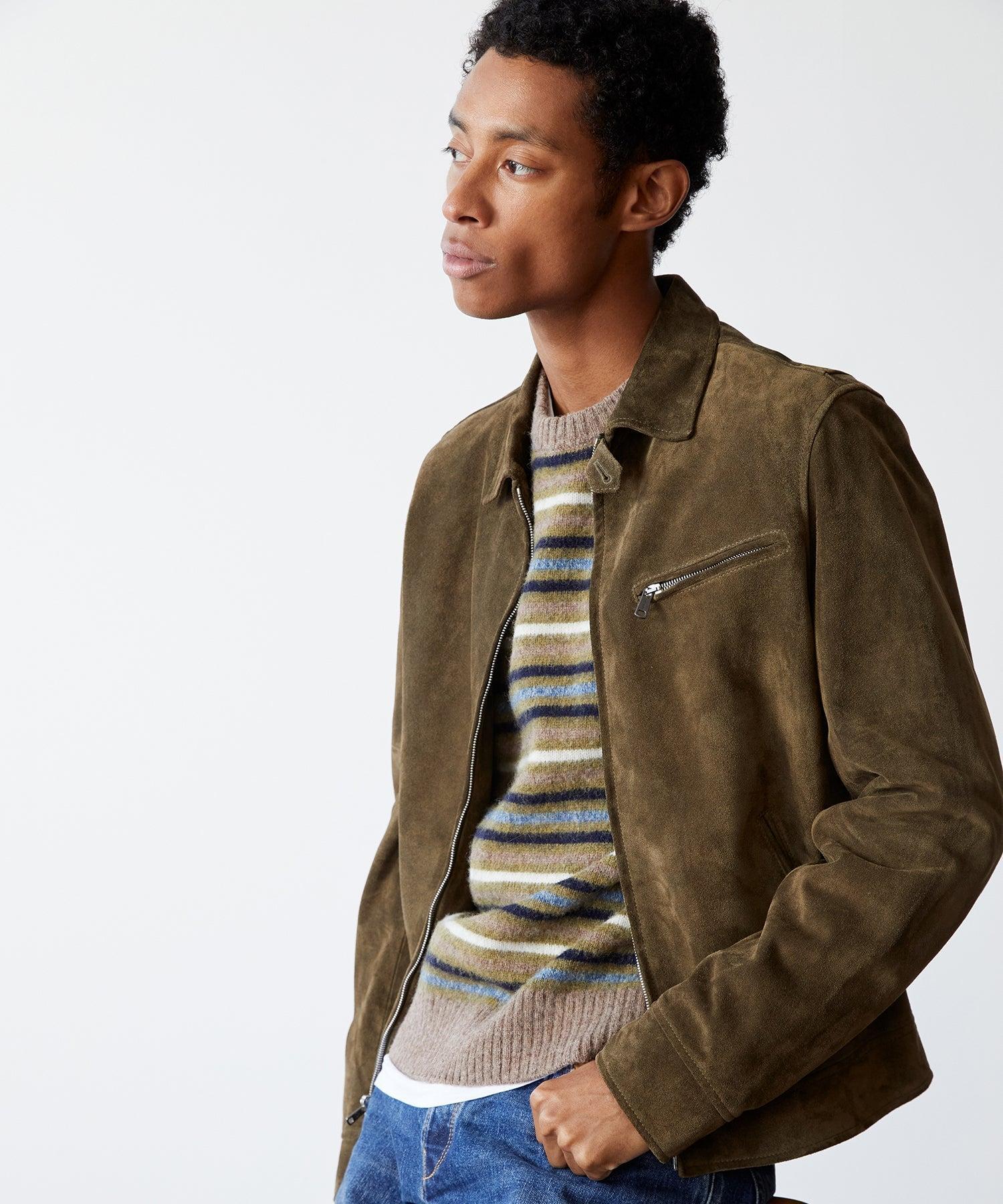 Italian Suede Dean Jacket in Olive Product Image