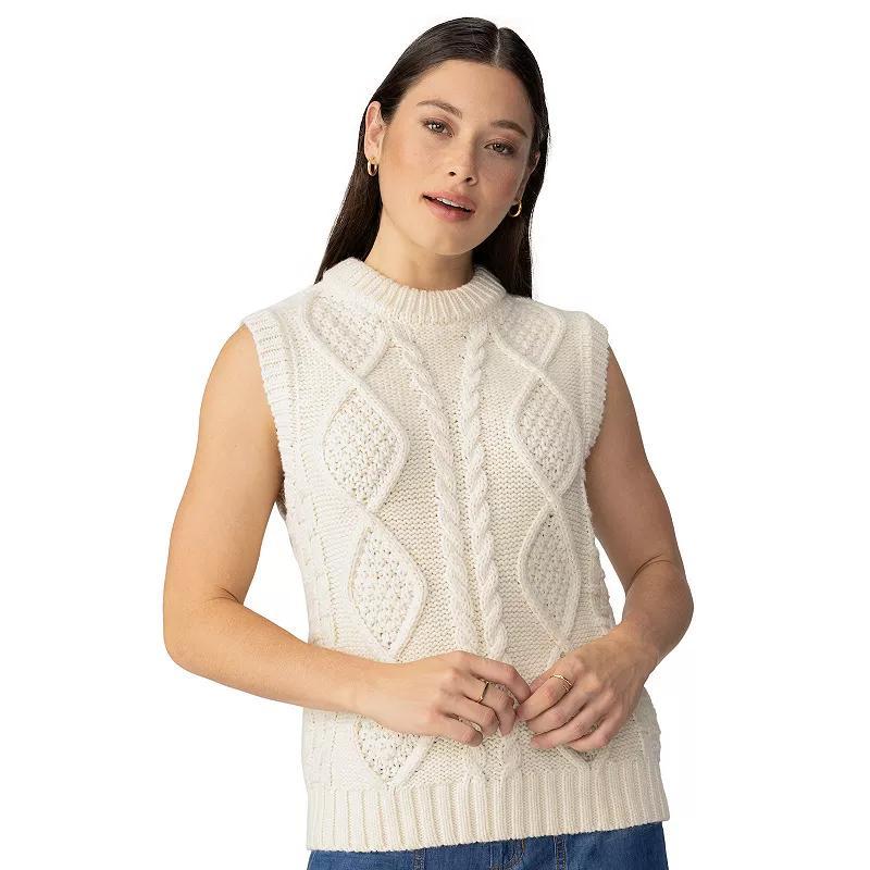 Womens Modern Supply by Sanctuary Sleeveless Cable Sweater Vest Ivory Product Image