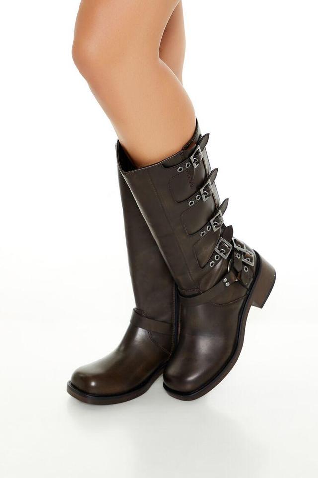 Buckled Faux Leather Boots | Forever 21 Product Image