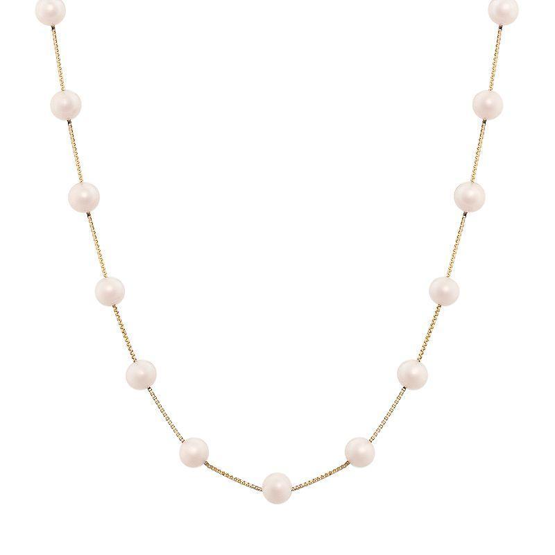 14k Gold Dyed Pink Freshwater Cultured Pearl Station Necklace, Womens Product Image