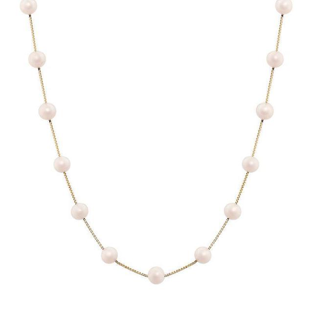 14k Gold Dyed Pink Freshwater Cultured Pearl Station Necklace, Womens Product Image