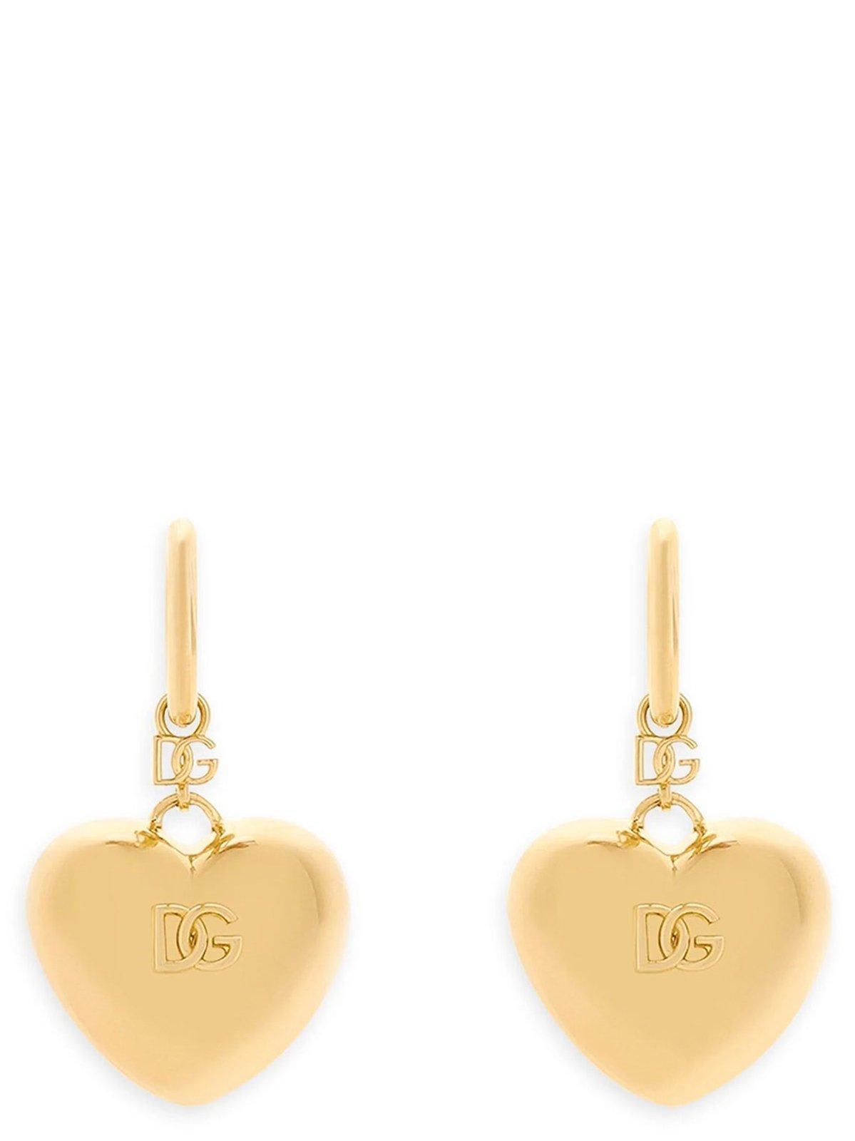 DOLCE & GABBANA Heart Drop Earrings In Golden Product Image