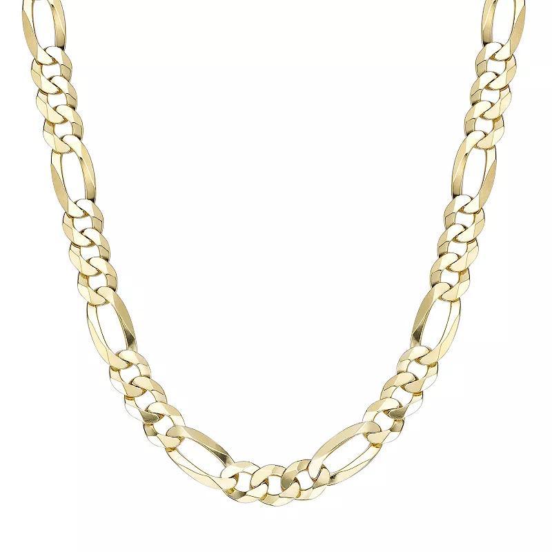 Mens LYNX 14k Gold Over Silver 10mm Flat Figaro Chain Necklace Gold Tone Product Image