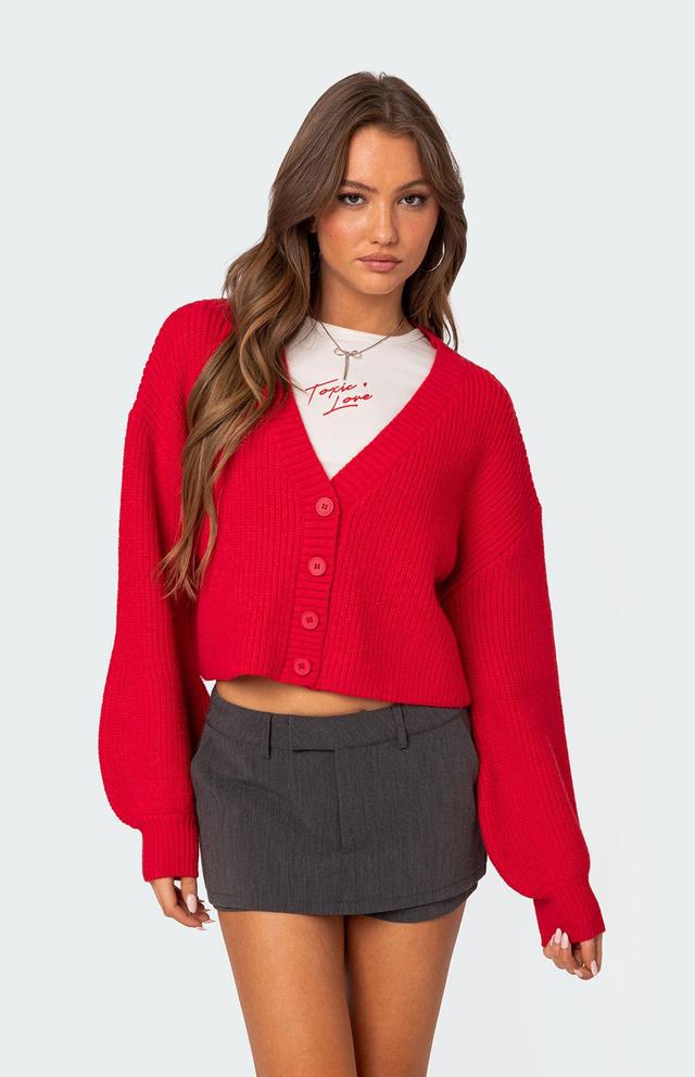 Edikted Women's Sabrina Chunky Knit Cropped Cardigan Product Image