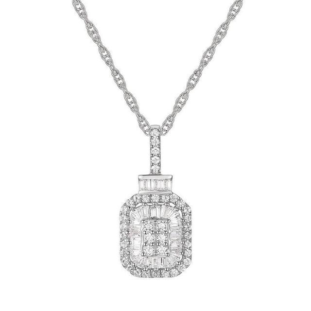 Sterling Silver 1/3 Carat T.W. Diamond Pendant Necklace, Womens Product Image