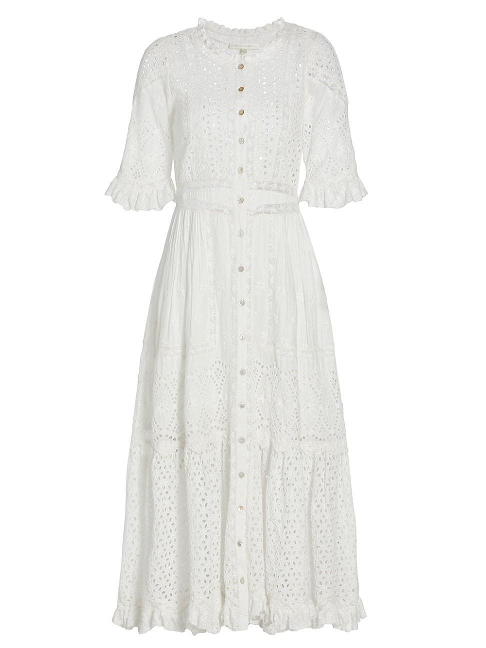 Womens Botina Embroidered Cotton Midi-Dress Product Image