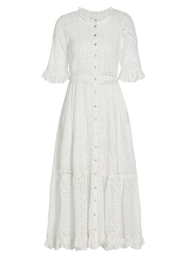 Womens Botina Embroidered Cotton Midi-Dress Product Image