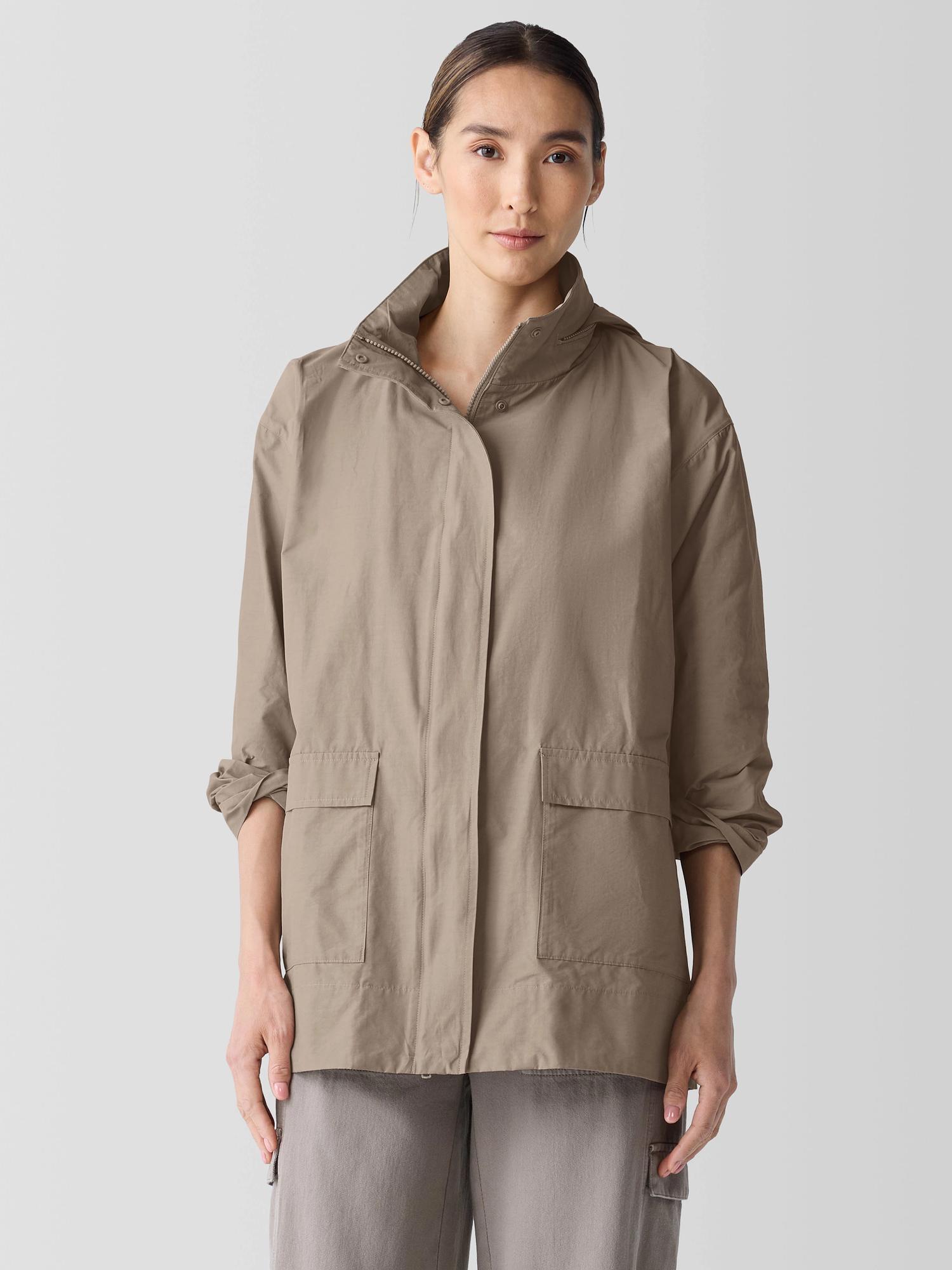 EILEEN FISHER Light Cotton Nylon Stand Collar Jacketfemale Product Image