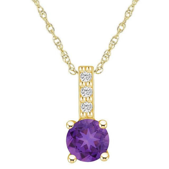 Alyson Layne 14k Gold Round Amethyst & Diamond Accent Pendant Necklace, Womens Purple Product Image