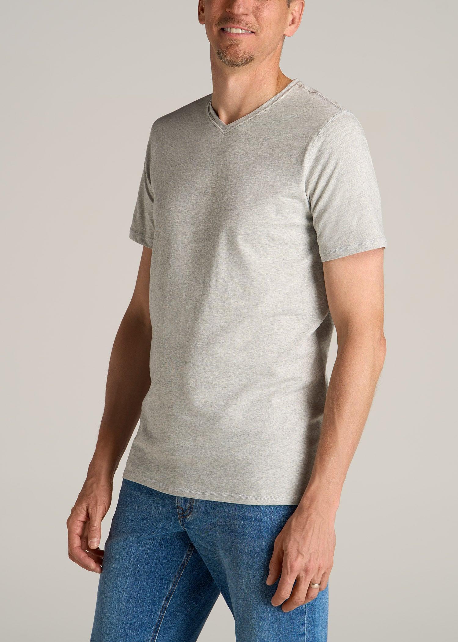 The Essential REGULAR-FIT V-Neck Men's Tall Tees in Grey Mix Male Product Image