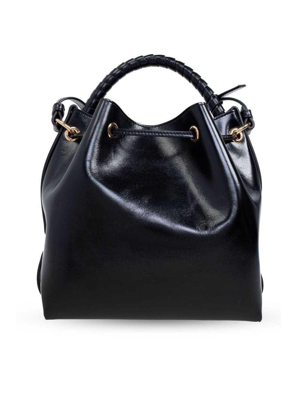 Leather Bucket Bag In Black Product Image