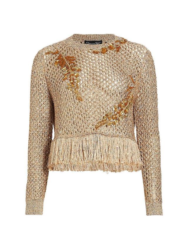 Womens Sequined Mesh Sweater Product Image