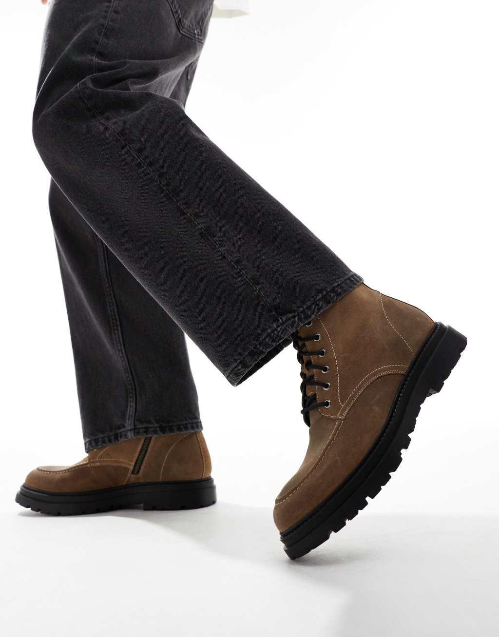 Walk London Kegan Apron boot in tan suede product image