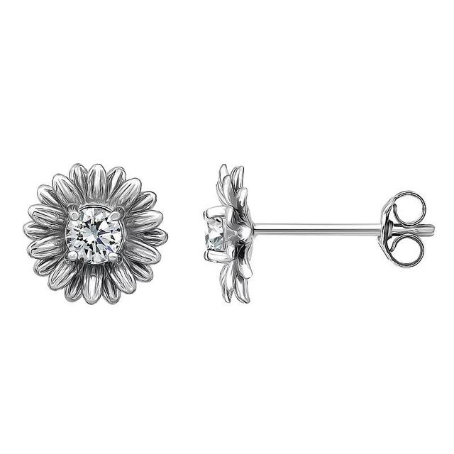 Aleure Precioso Sterling Silver Cubic Zirconia Daisy Stud Earrings, Womens Product Image