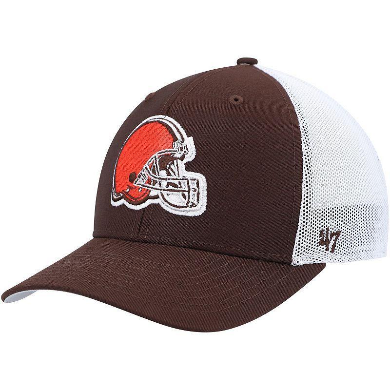 Mens 47 Brown/White Cleveland Browns Trophy Trucker Flex Hat Product Image