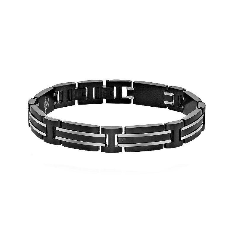 LYNX Mens Black Ion-Plated Stainless Steel Link Bracelet Multicolor Product Image