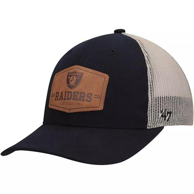 Mens 47 Black/Natural Las Vegas Raiders Rawhide Trucker Adjustable Hat Product Image