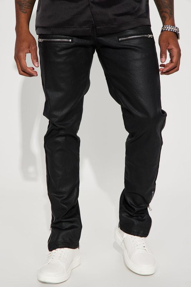 Keeping It Cool Waxed Skinny Pants - Black Product Image