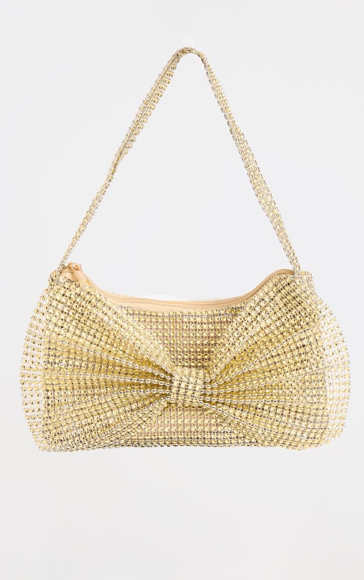 Gold Diamante Bow Shoulder Bag Product Image