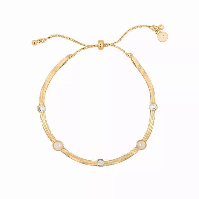 LC Lauren Conrad Simulated Pearl Pull-Tie Station Bracelet, Womens, White Product Image