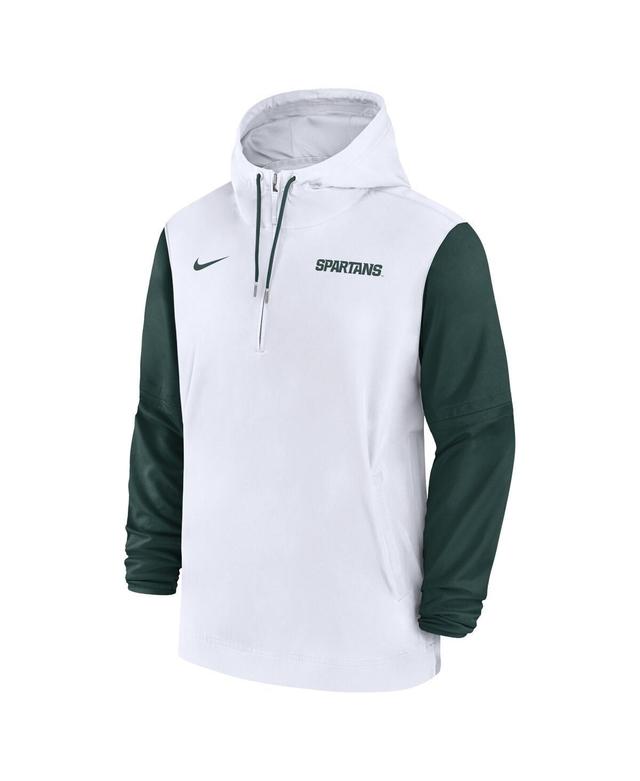 NIKE Michigan State Spartans Sideline Pre-game Player  Men's College 1/2-zip Hooded Jacket In White Product Image