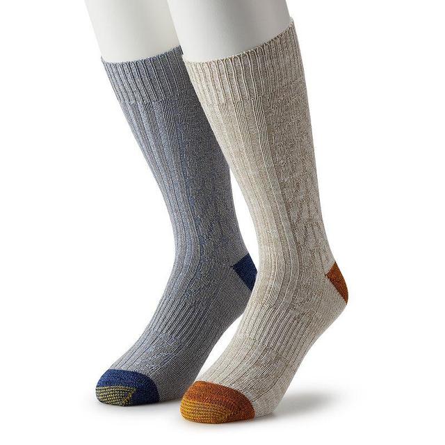 Mens GOLDTOE 2-Pack Horizon Textured Crew Socks Blue Cable Product Image