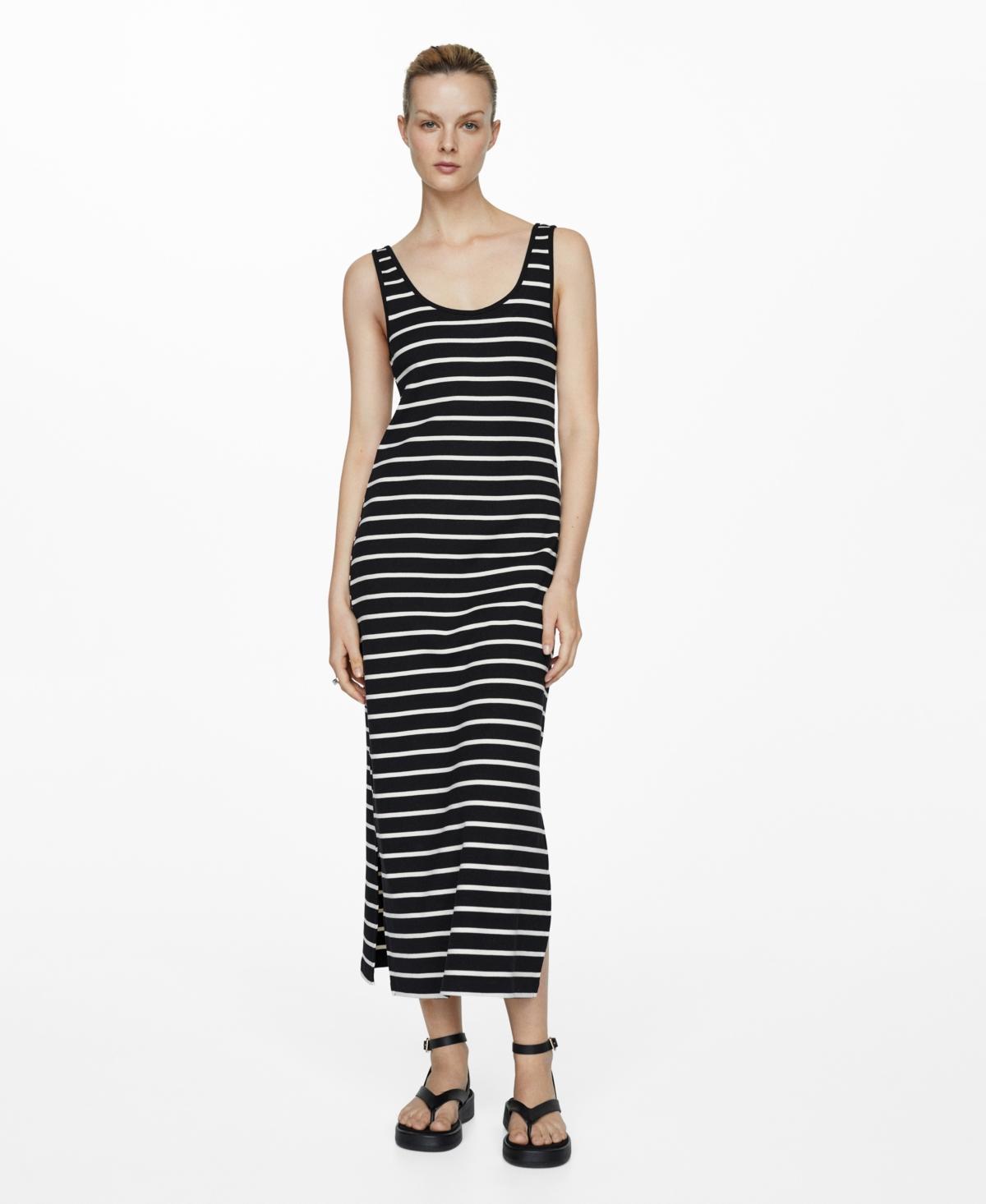 Mango Womens Cut-Out Striped Dress Product Image