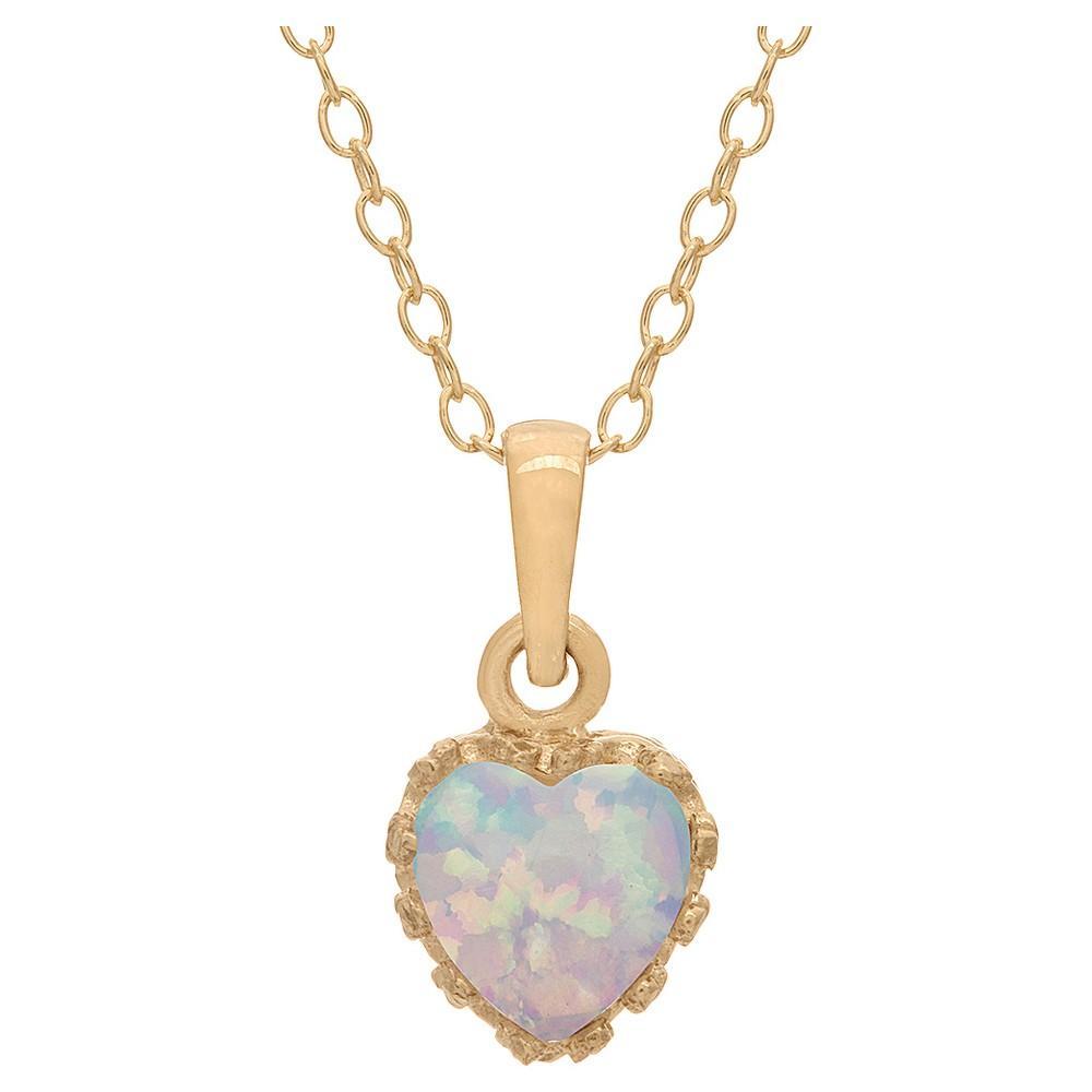 Designs by Gioelli Sterling Silver Lab-Created Opal Heart Crown Pendant, Womens White Product Image