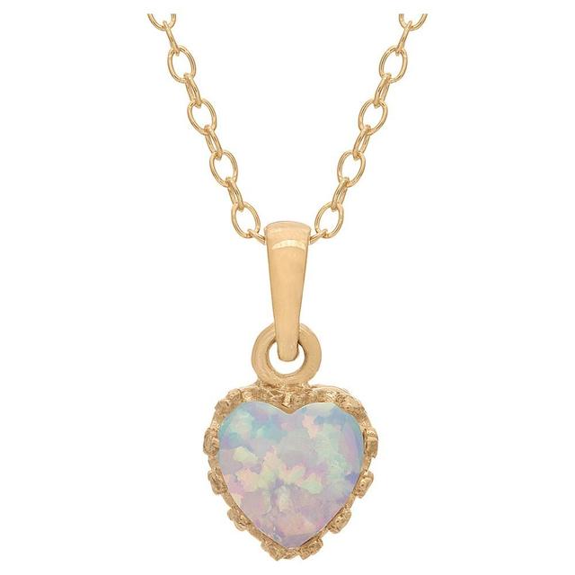 Designs by Gioelli Sterling Silver Lab-Created Opal Heart Crown Pendant, Womens White Product Image