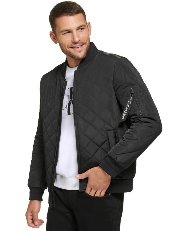 Calvin Klein Mens Quilted Baseball Jacket with Rib-Knit Trim Product Image